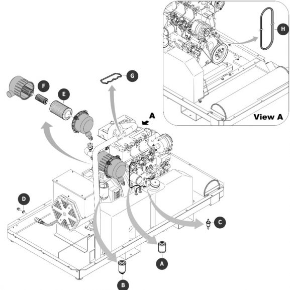 Sprängritning av Atlas Copco QAX 30 service kit