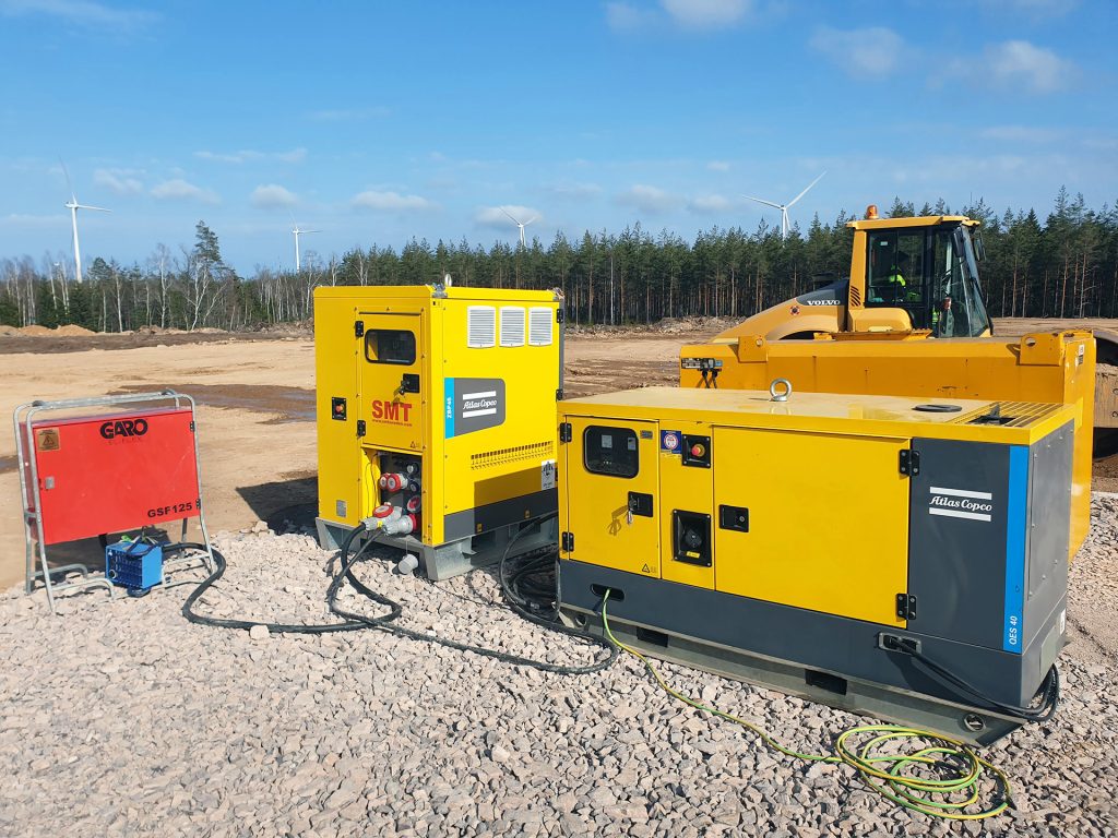 Hybridlösning med atlas copsos smarta energilösningssystem och en diesel generator.