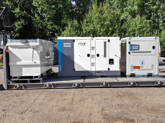 Hybridsystem monterad på lastväxlarflak